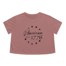 Load image into Gallery viewer, American Since 1776 - Betsy Ross Flag - Adult Women's Flowy Cropped Tee