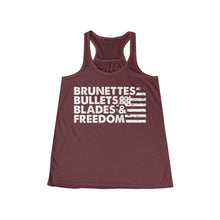 Load image into Gallery viewer, Brunettes, Bullets, Blades & Freedom - Adult Womens Tank Top