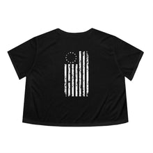 Load image into Gallery viewer, American Since 1776 - Betsy Ross Flag - Adult Women's Flowy Cropped Tee