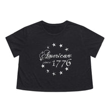 Load image into Gallery viewer, American Since 1776 - Betsy Ross Flag - Adult Women's Flowy Cropped Tee