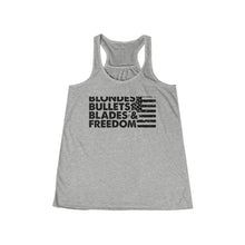 Load image into Gallery viewer, Blondes, Bullets, Blades & Freedom - Adult Womens Tank Top