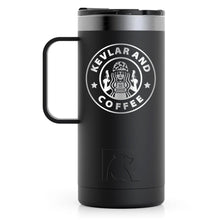 Load image into Gallery viewer, Kevlar and Coffee Black Tumbler - Outlined 16 oz