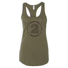 Load image into Gallery viewer, Defend The 2nd Amendment - Adult Womens Military Green Racerback Tank Front