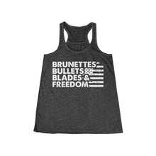 Load image into Gallery viewer, Brunettes, Bullets, Blades &amp; Freedom - Adult Womens Tank Top
