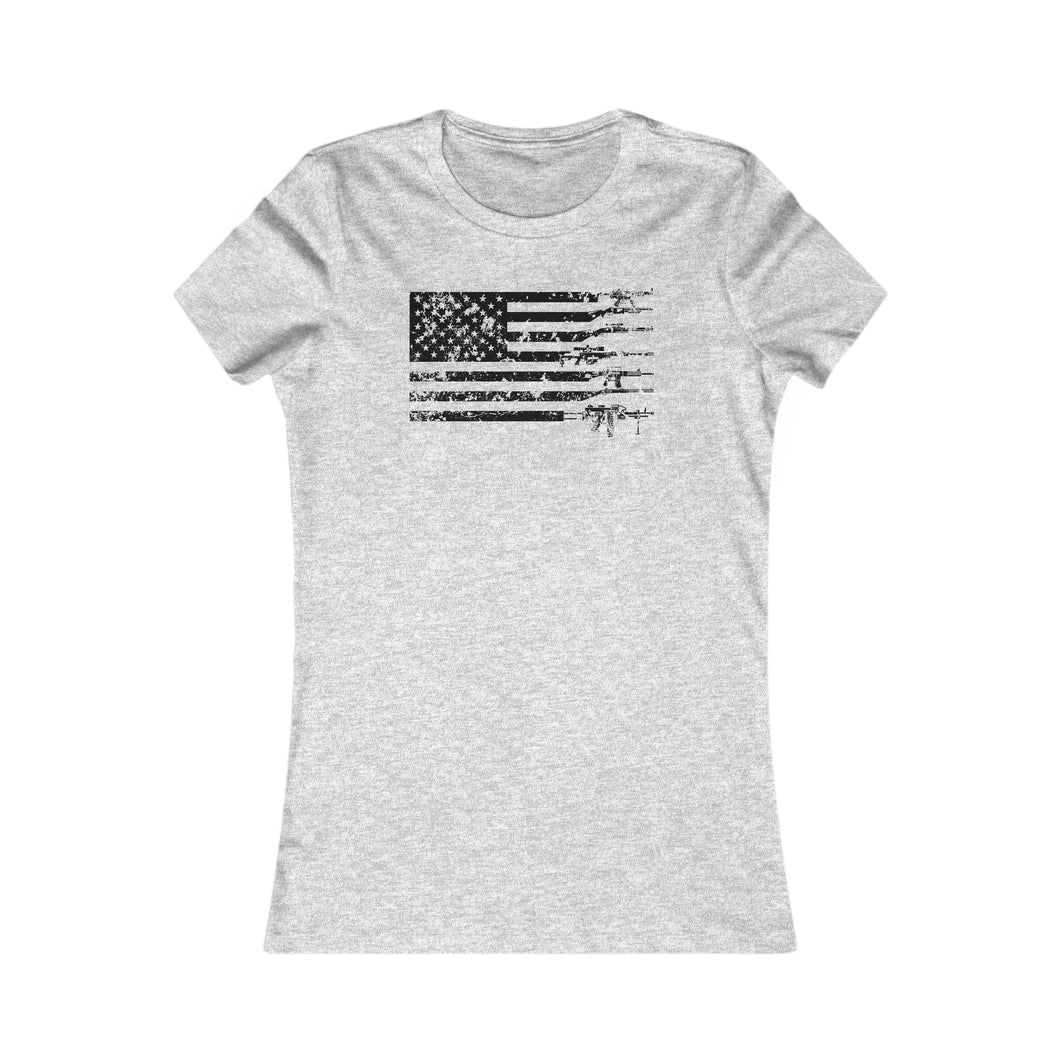 American Flag Gun Shirt - Adult Womens T-Shirt
