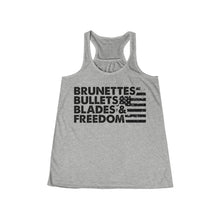 Load image into Gallery viewer, Brunettes, Bullets, Blades &amp; Freedom - Adult Womens Tank Top
