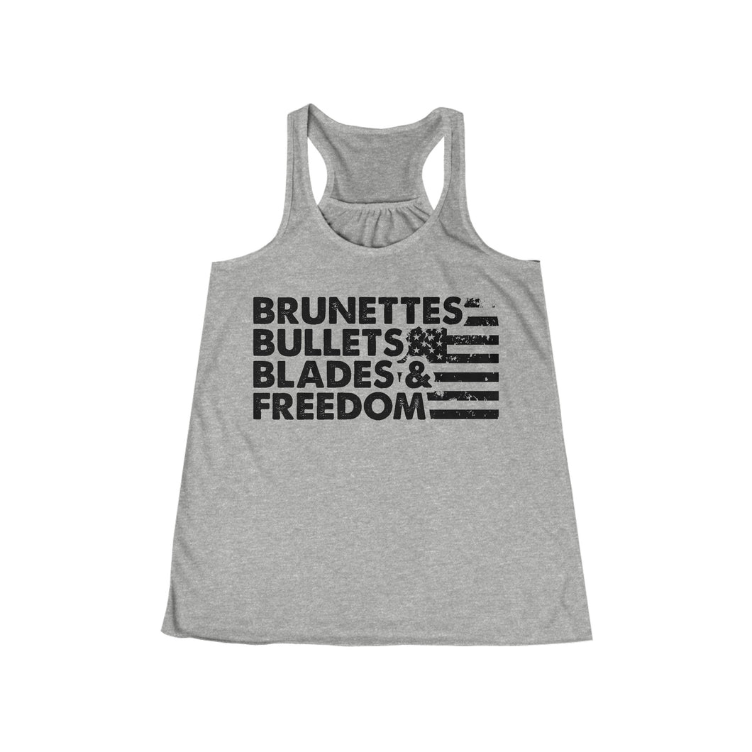 Brunettes, Bullets, Blades & Freedom - Adult Womens Tank Top