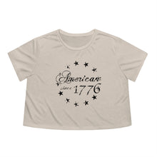 Load image into Gallery viewer, American Since 1776 - Betsy Ross Flag - Adult Women&#39;s Flowy Cropped Tee
