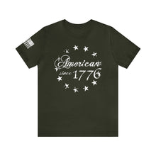 Load image into Gallery viewer, American Since 1776 - Betsy Ross Flag - Adult Men&#39;s and Women&#39;s (Unisex) T-Shirt
