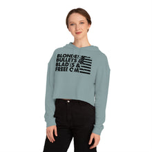 Load image into Gallery viewer, Blondes, Bullets, Blades &amp; Freedom - Adult Women&#39;s Crop Hoodie
