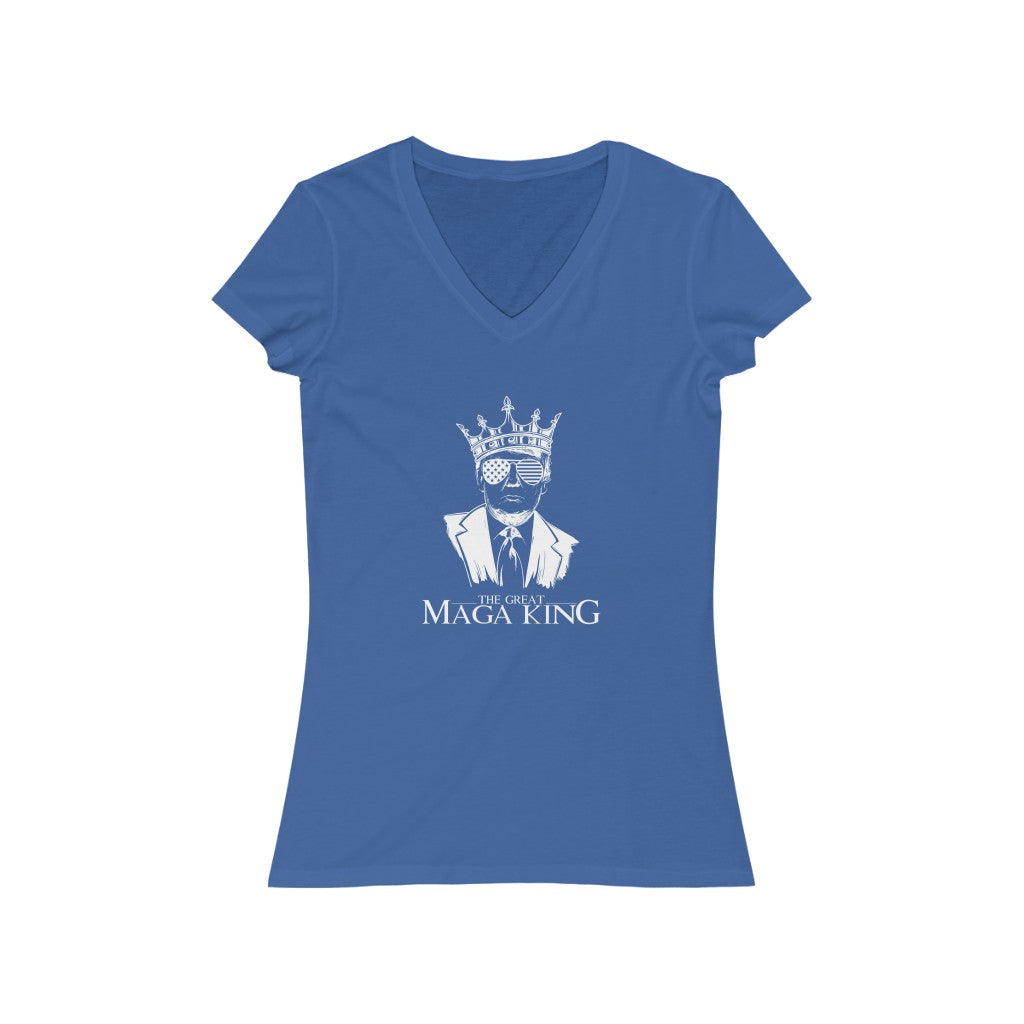 MAGA King - Women's Jersey Short Sleeve V-Neck Tee