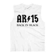 Load image into Gallery viewer, AR/15 - Back In Black - Men&#39;s Sleeveless Performance Tee.
