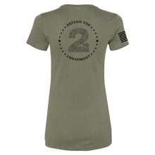 Load image into Gallery viewer, Defend The 2nd Amendment - Adult Womens Military Green T-Shirt Back
