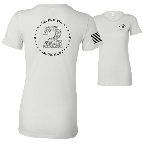 Defend The 2nd Amendment - Adult Womens White T-Shirt Front and Back